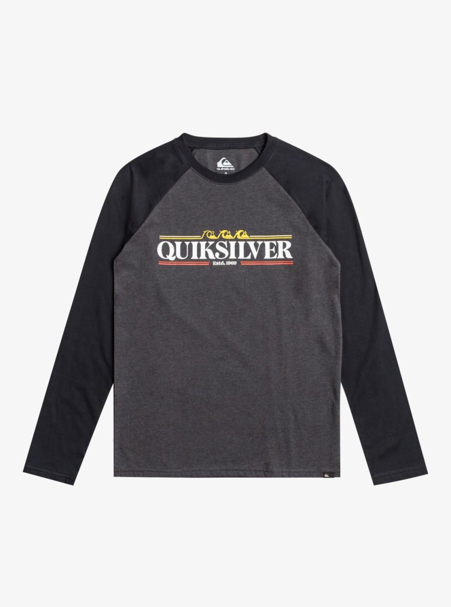 Nino Quiksilver Camisetas | Raglan - Camiseta De Manga Larga Para Chicos 8-16 Charcoal Heather