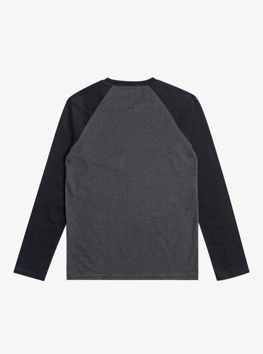 Nino Quiksilver Camisetas | Raglan - Camiseta De Manga Larga Para Chicos 8-16 Charcoal Heather