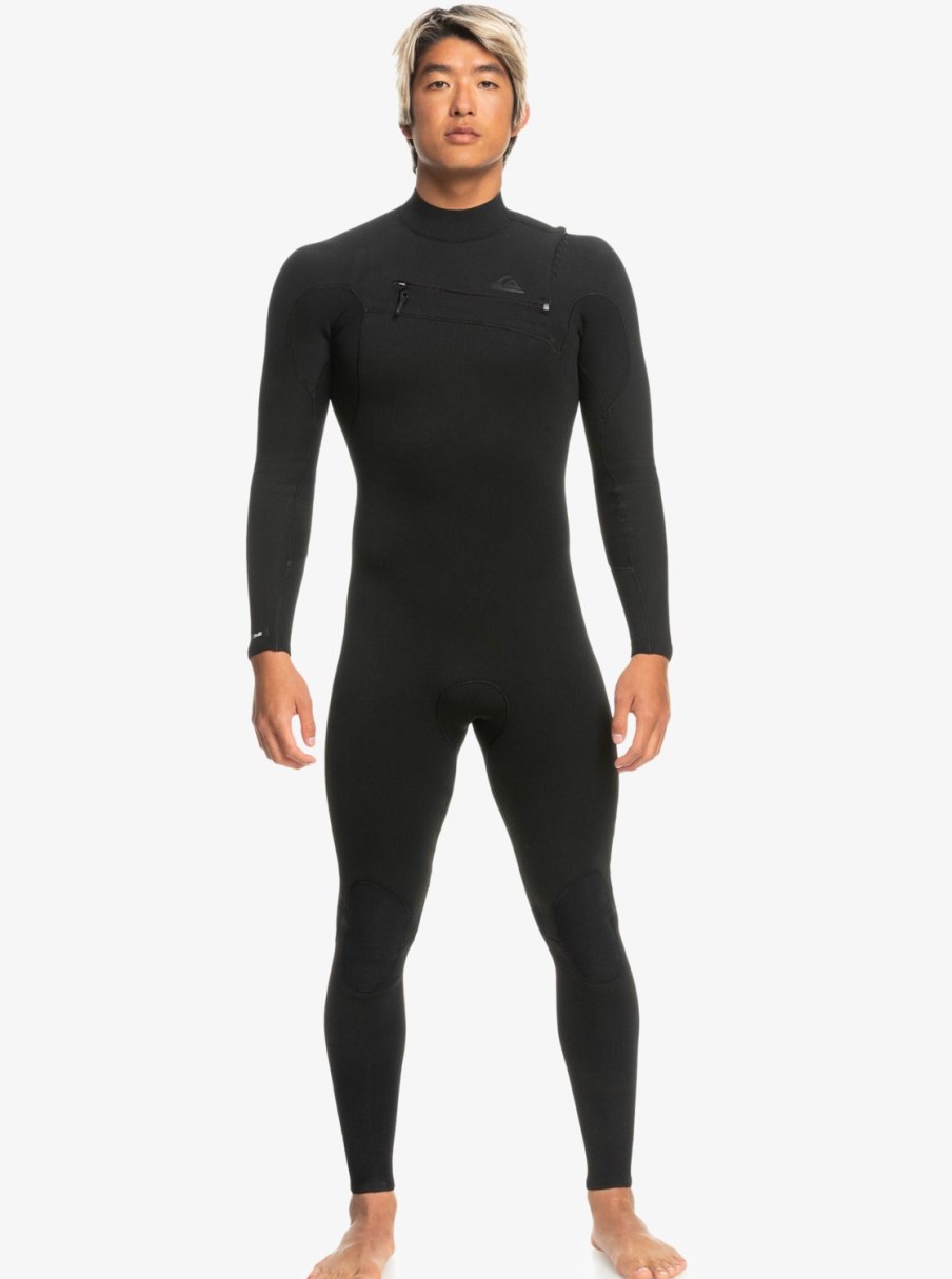 Hombre Quiksilver Trajes De Surf | 3/2 Mm Highline - Traje De Surf Con Cremallera En El Pecho Para Hombre Black