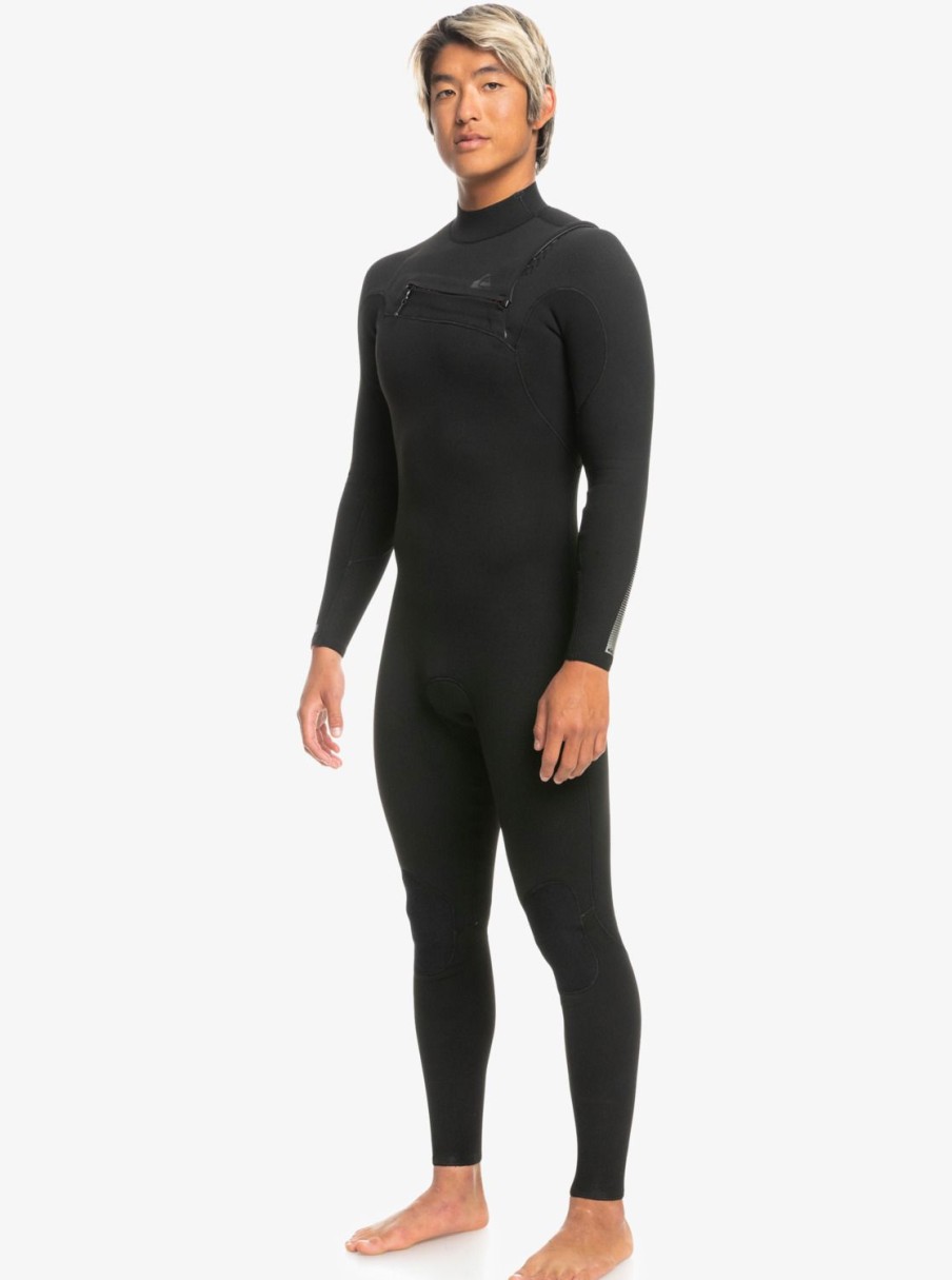 Hombre Quiksilver Trajes De Surf | 3/2 Mm Highline - Traje De Surf Con Cremallera En El Pecho Para Hombre Black