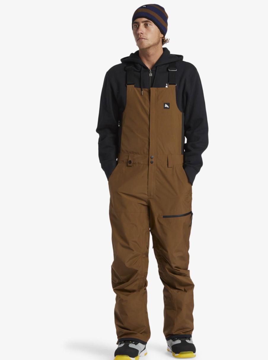 Hombre Quiksilver Pantalones De Snow | Snyc Snow - Pantalon De Peto Para Nieve Para Hombre Sepia