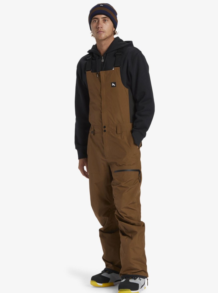 Hombre Quiksilver Pantalones De Snow | Snyc Snow - Pantalon De Peto Para Nieve Para Hombre Sepia