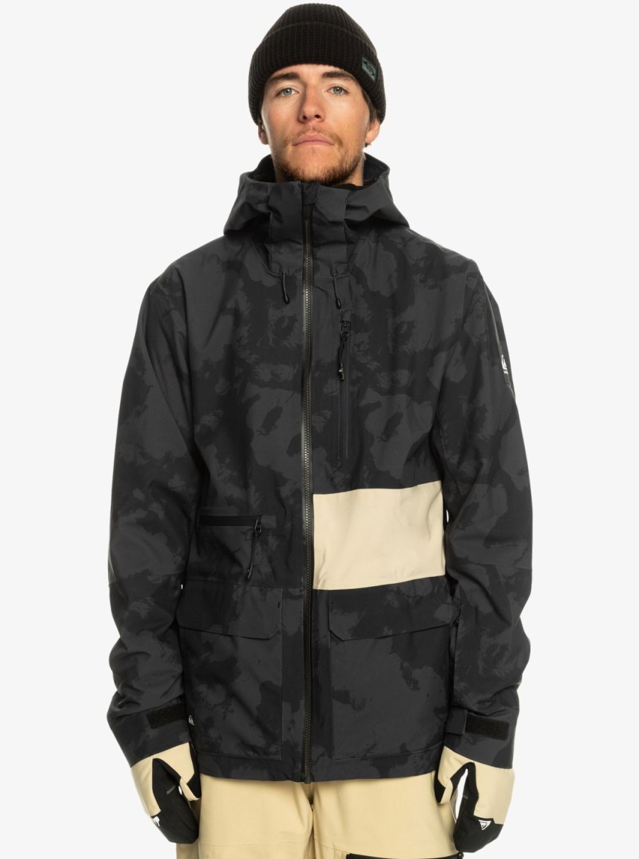 Hombre Quiksilver Chaquetas De Snow | Sammy Carlson Stretch Quest - Chaqueta Tecnica Snow Para Hombre Tie Dye True Black