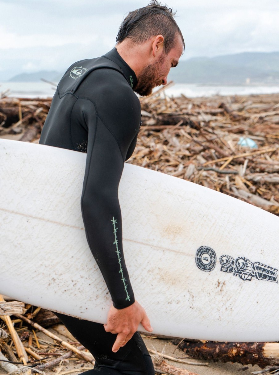 Hombre Quiksilver Trajes De Surf | 4/3Mm Everyday Sessions - Traje De Surf Con Cremallera En El Pecho Para Hombre Black