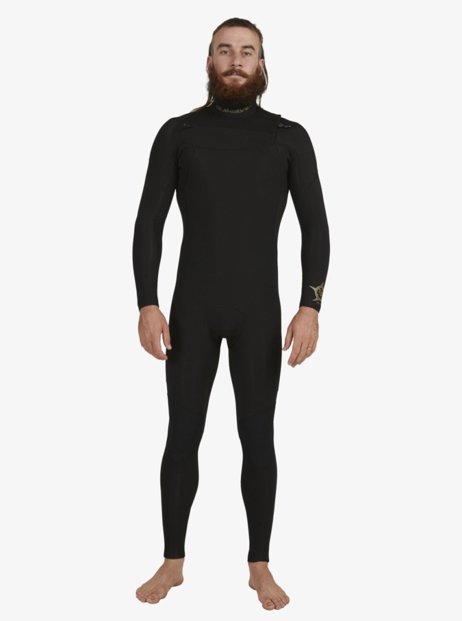 Hombre Quiksilver Trajes De Surf | 4/3Mm Everyday Sessions - Traje De Surf Con Cremallera En El Pecho Para Hombre Black