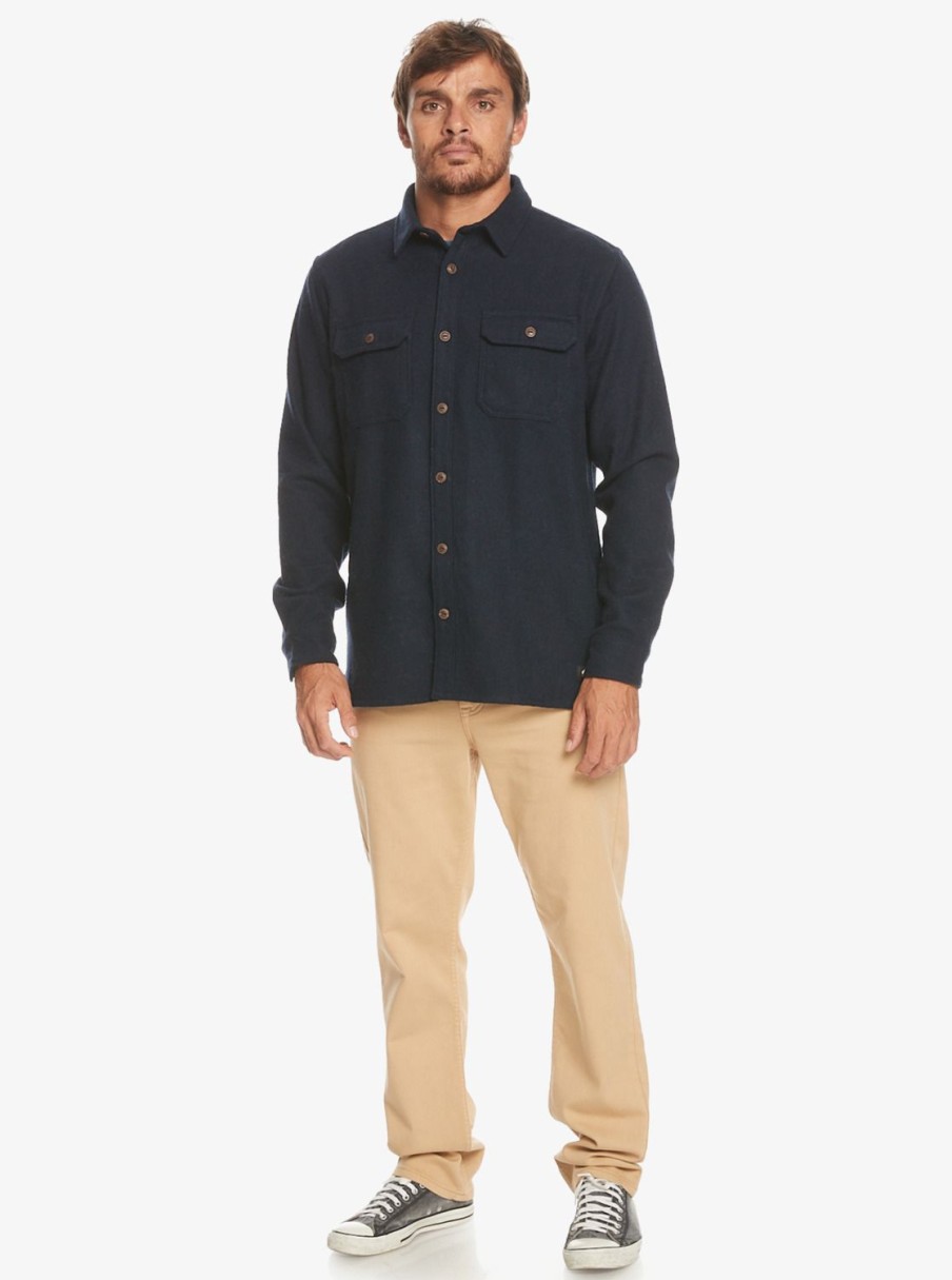 Hombre Quiksilver Camisas | Salterhill - Camisa De Manga Larga Para Hombre Naval Academy