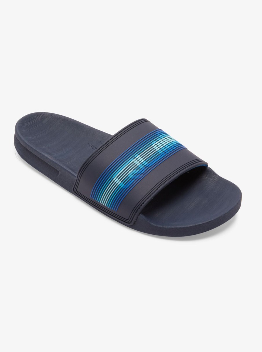 Hombre Quiksilver | Rivi Wordmark Slide - Chanclas Slider Para Hombre Blue 5