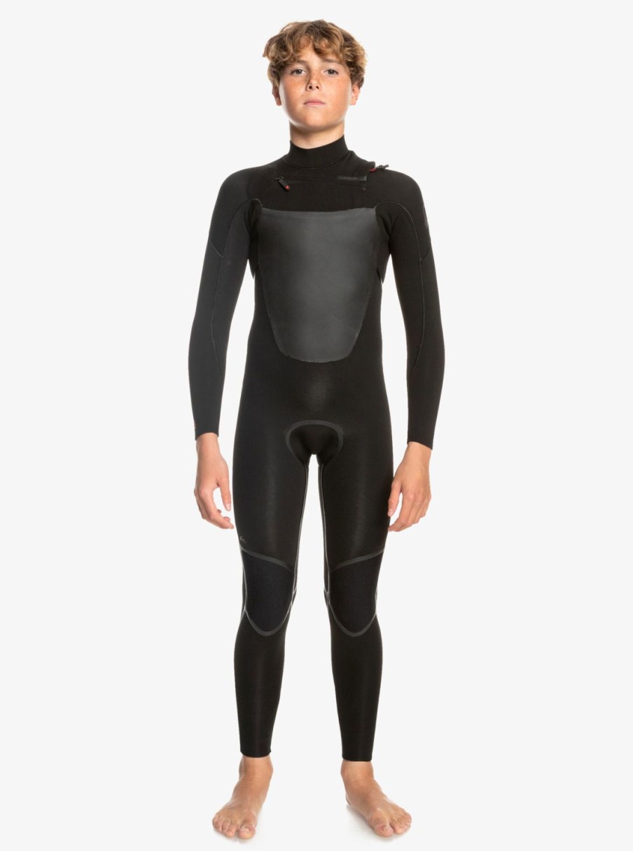 Nino Quiksilver Trajes De Surf | 4/3Mm Marathon Sessions - Traje De Surf Con Cremallera En El Pecho Para Chicos Black