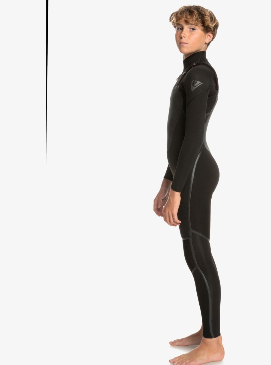 Nino Quiksilver Trajes De Surf | 4/3Mm Marathon Sessions - Traje De Surf Con Cremallera En El Pecho Para Chicos Black