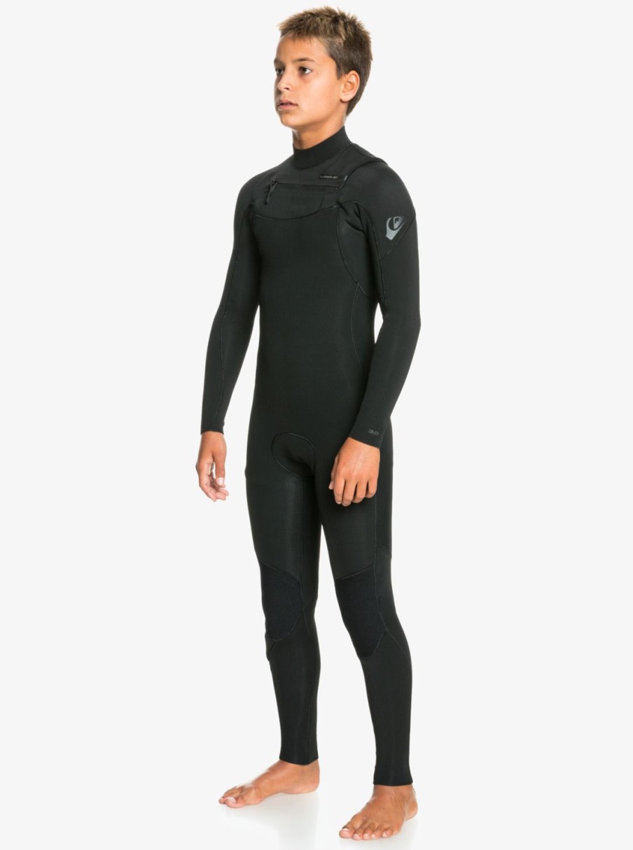 Nino Quiksilver Trajes De Surf | 4/3Mm Everyday Sessions - Traje De Surf Con Cremallera En El Pecho Para Chicos Black