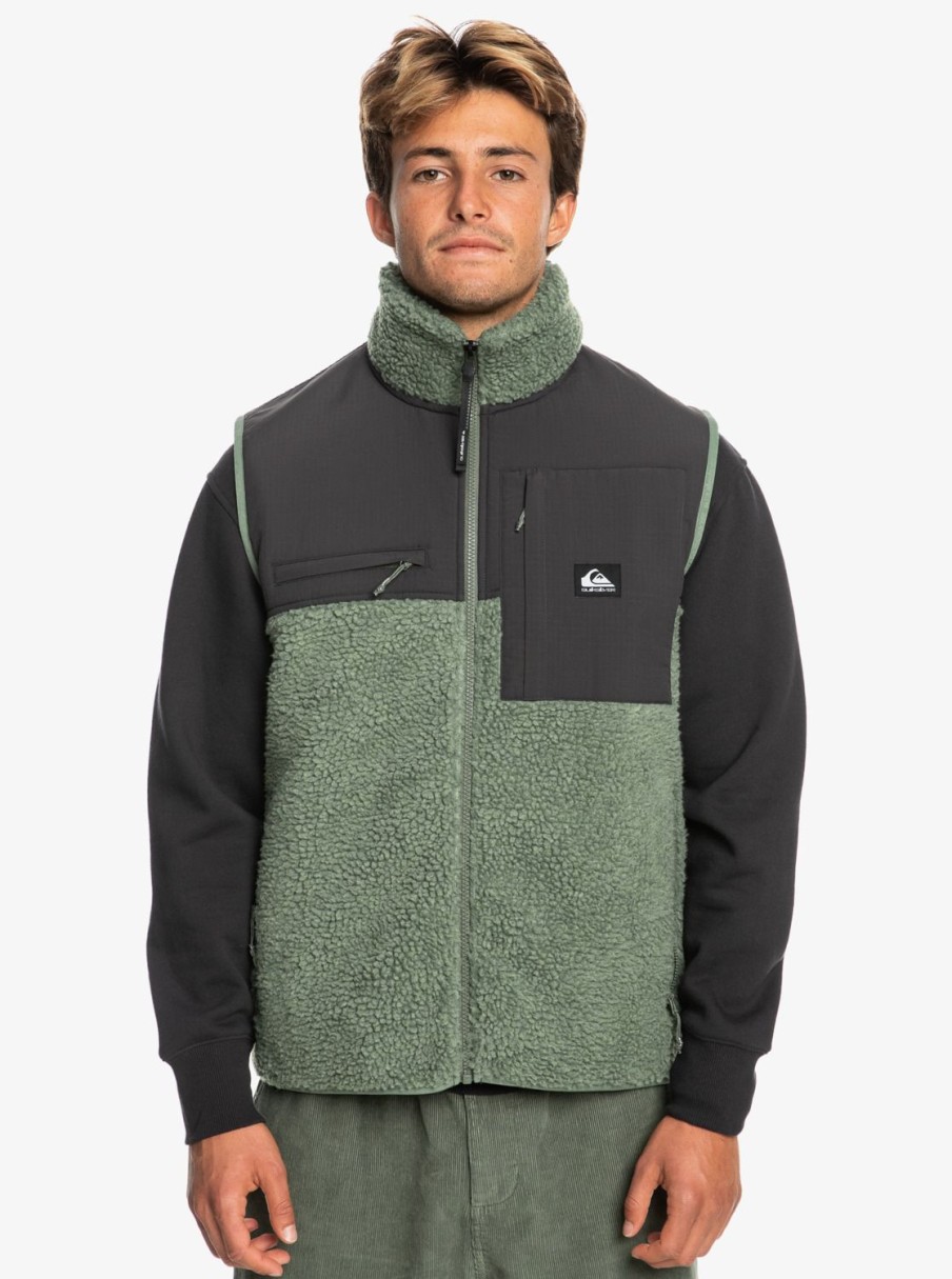 Hombre Quiksilver Chaquetas & Abrigos | Shallow Water - Chaleco Polar Con Cremallera Para Hombre Laurel Wreath