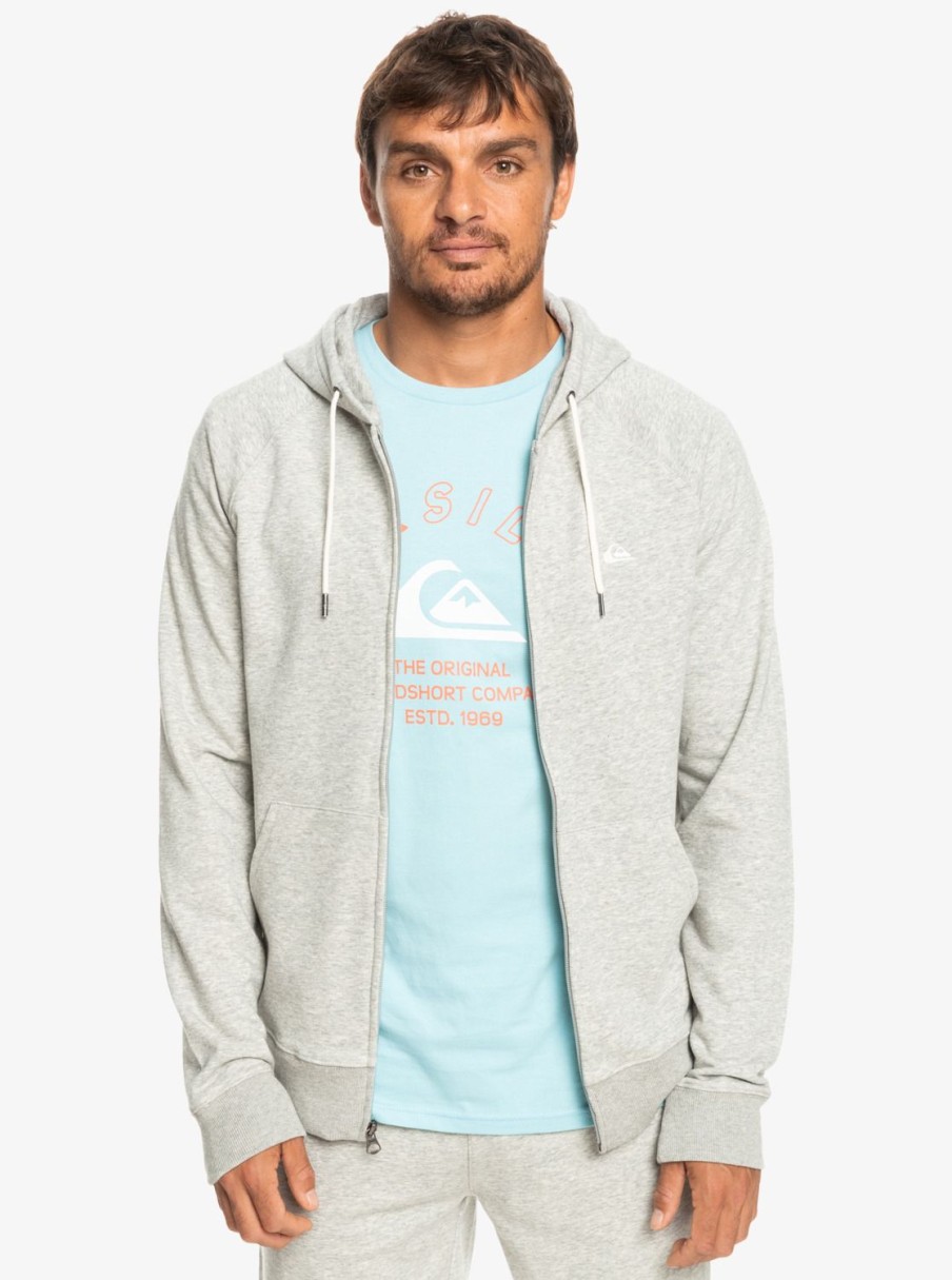 Hombre Quiksilver Sudaderas & Jerseis | Essentials Raglan - Sudadera Con Capucha Y Cremallera Para Hombre Light Grey Heather