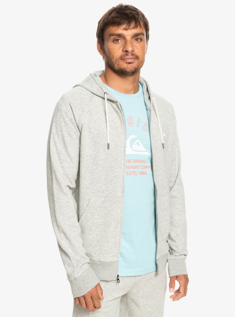 Hombre Quiksilver Sudaderas & Jerseis | Essentials Raglan - Sudadera Con Capucha Y Cremallera Para Hombre Light Grey Heather