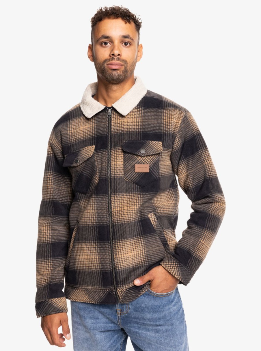 Hombre Quiksilver Chaquetas & Abrigos | Tolala - Chaqueta-Camisa De Sherpa Para Hombre Tannin Deck Plaid