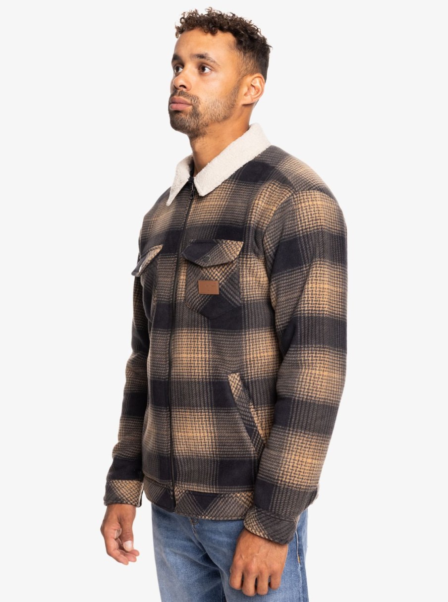 Hombre Quiksilver Chaquetas & Abrigos | Tolala - Chaqueta-Camisa De Sherpa Para Hombre Tannin Deck Plaid