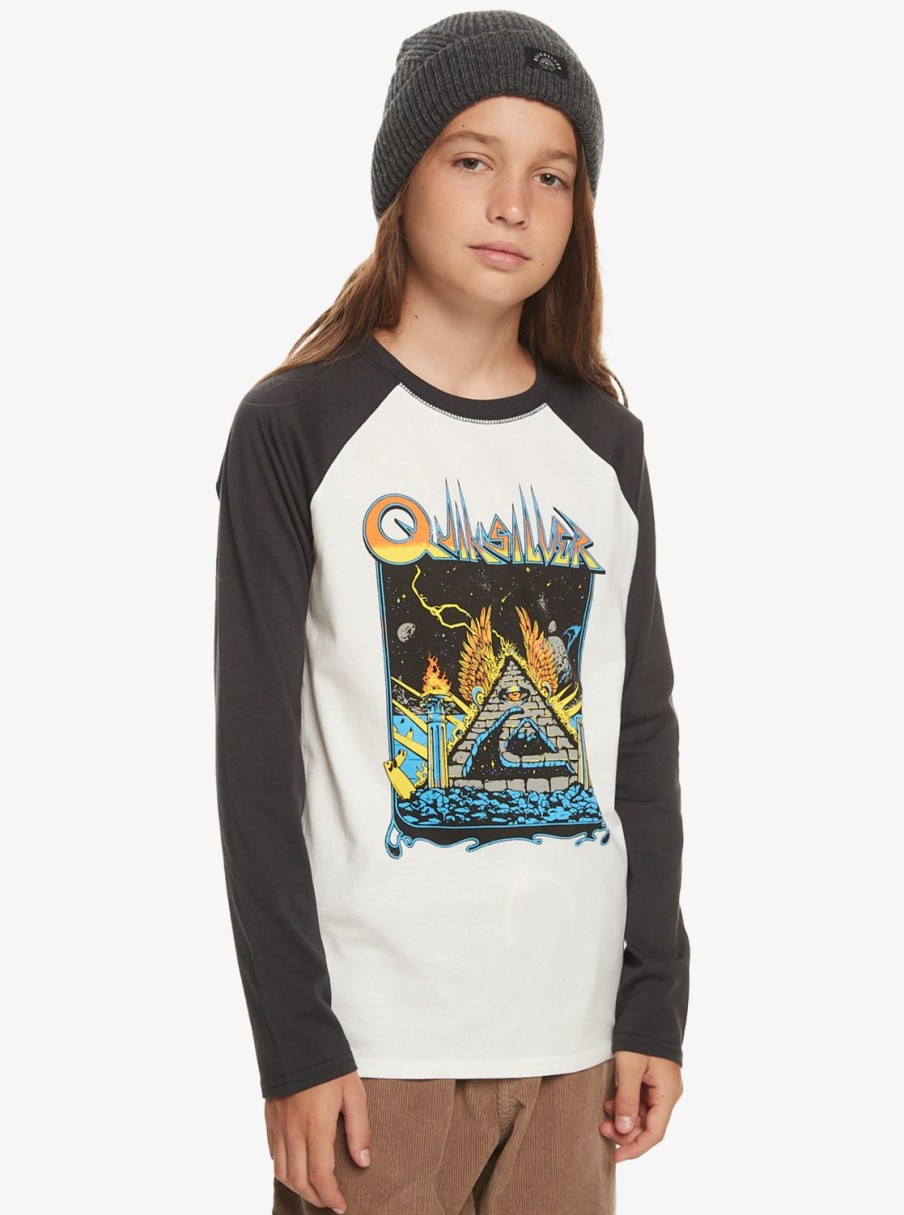 Nino Quiksilver Camisetas | Qs Rockin - Camiseta De Manga Larga Para Chicos 8-16 Snow White