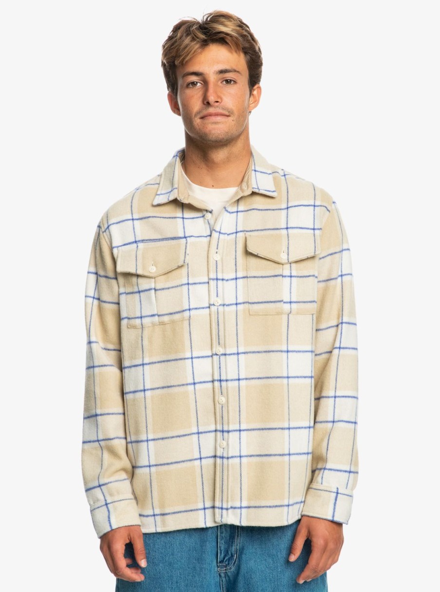 Hombre Quiksilver Camisas | Fierce Volcano - Camisa De Manga Larga Para Hombre Fierce Volcano Pale Khaki