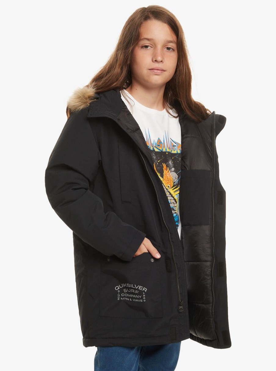 Nino Quiksilver Chaquetas & Abrigos | Gum Heavy - Parka De Corte Largo Para Chicos 8-16 Black