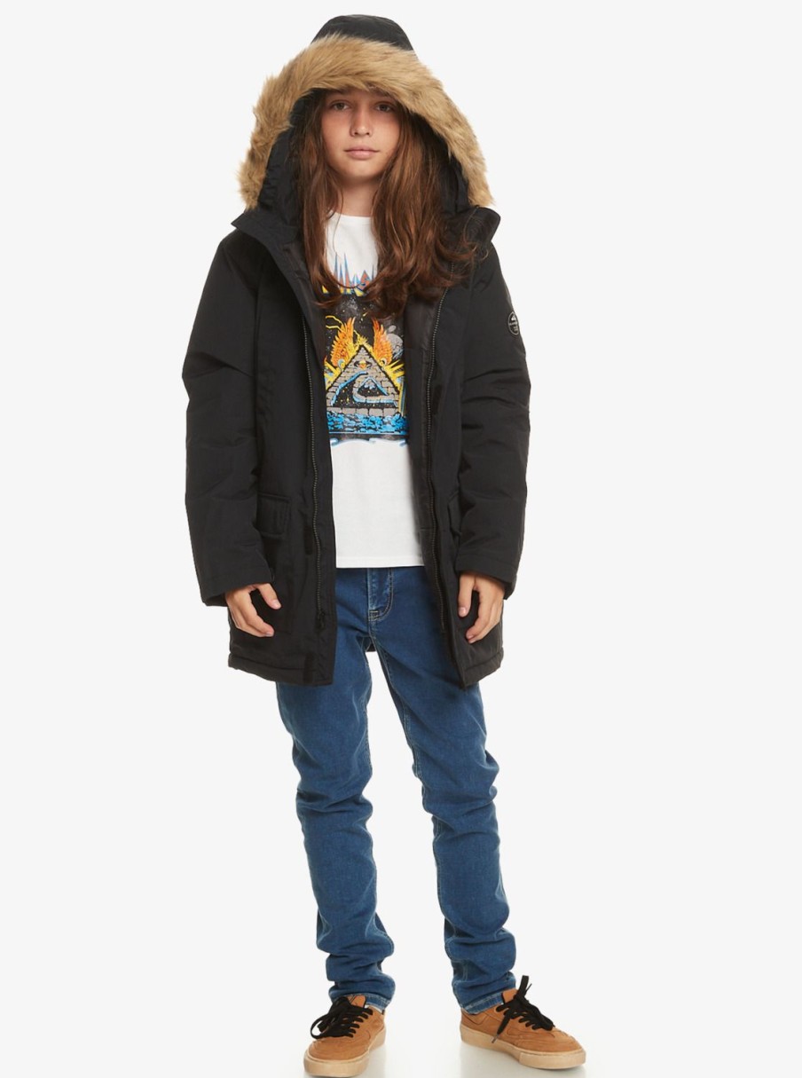 Nino Quiksilver Chaquetas & Abrigos | Gum Heavy - Parka De Corte Largo Para Chicos 8-16 Black