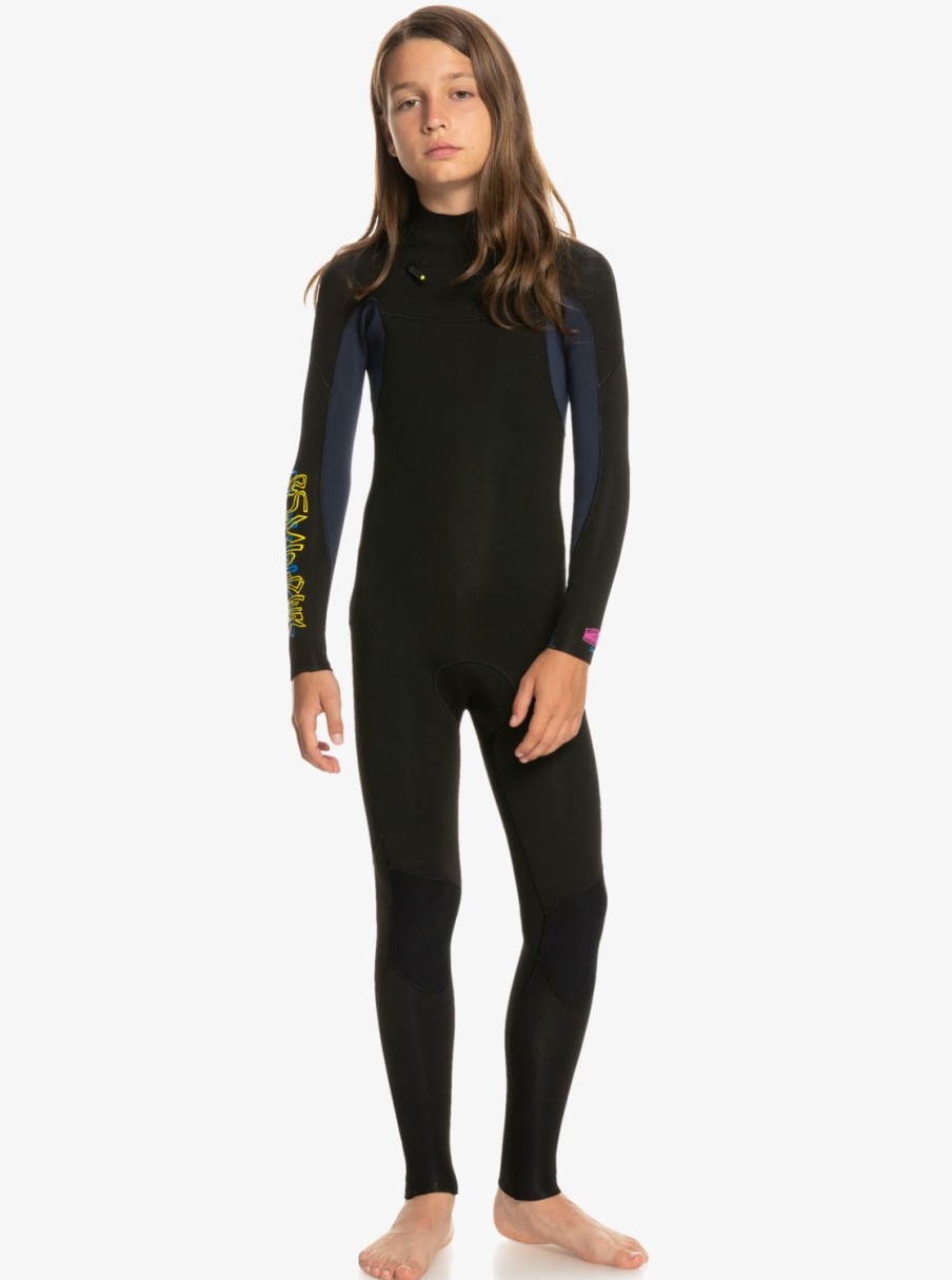 Nino Quiksilver Trajes De Surf | 3/2Mm Everyday Sessions - Traje De Surf Con Cremallera En El Pecho Para Chicos Black/Dark Navy