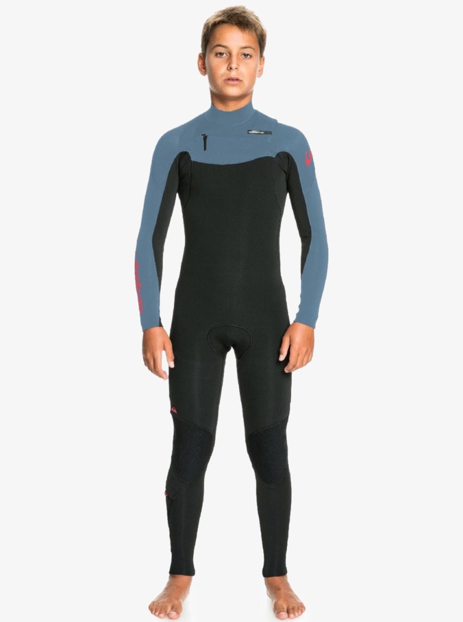 Nino Quiksilver Trajes De Surf | 4/3Mm Everyday Sessions - Traje De Surf Con Cremallera En La Espalda Para Chicos Black/Provincial Blue