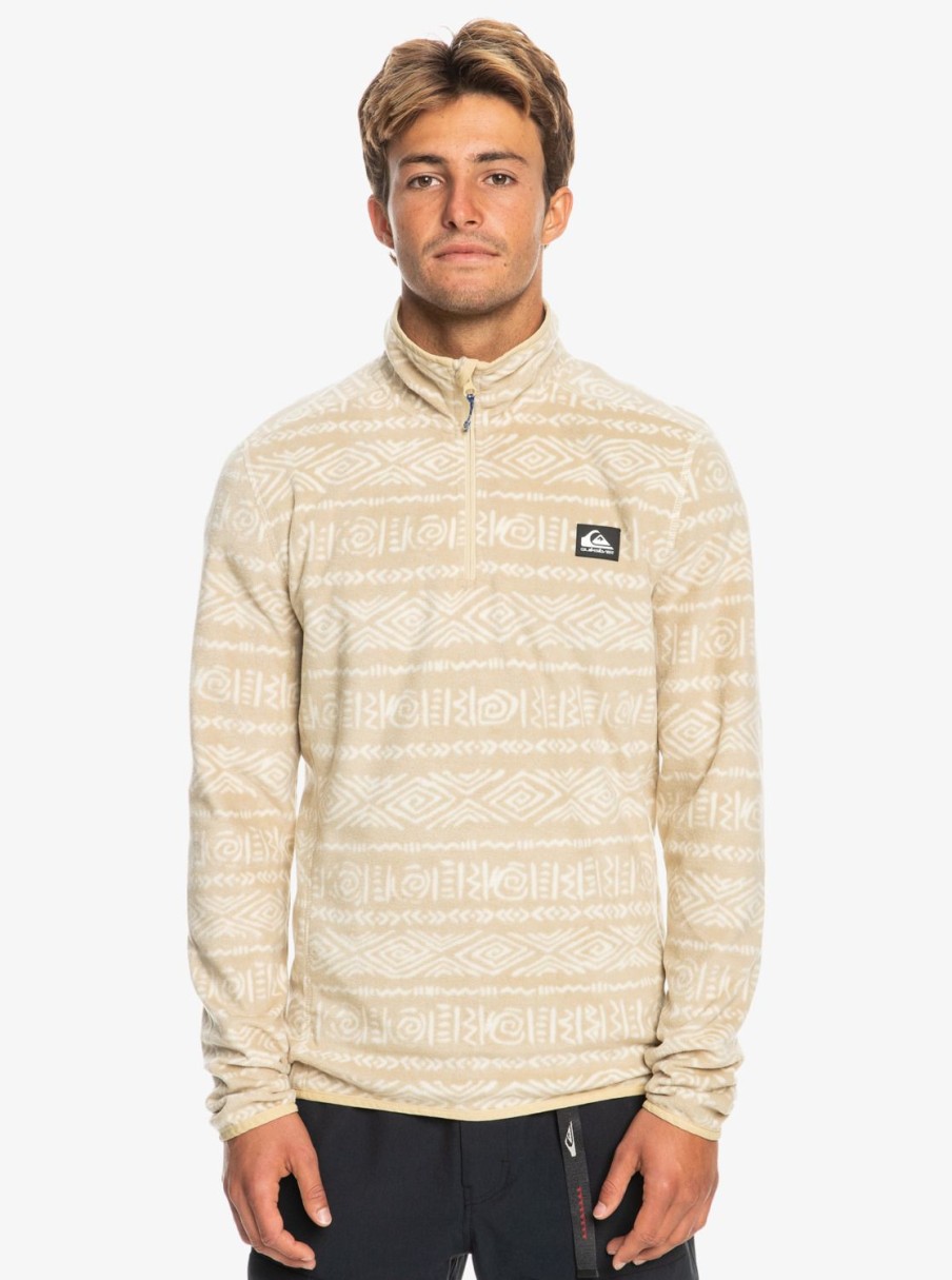 Hombre Quiksilver Sudaderas & Jerseis | Aker - Polar Con Media Cremallera Para Hombre Aker Pale Khaki