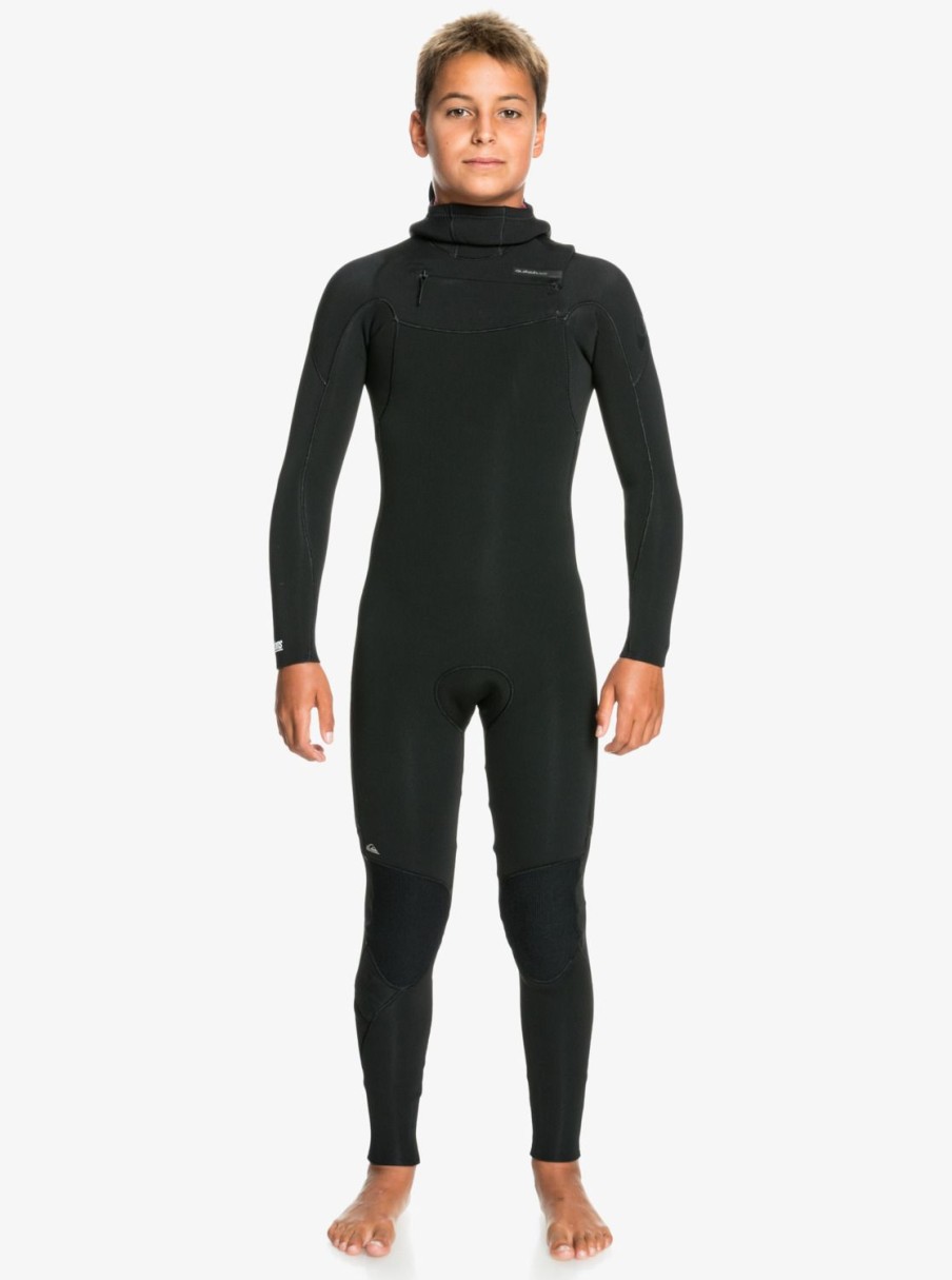 Nino Quiksilver Trajes De Surf | 4/3Mm Everyday Sessions - Traje De Surf Con Cremallera En El Pecho Y Capucha Para Chicos Black