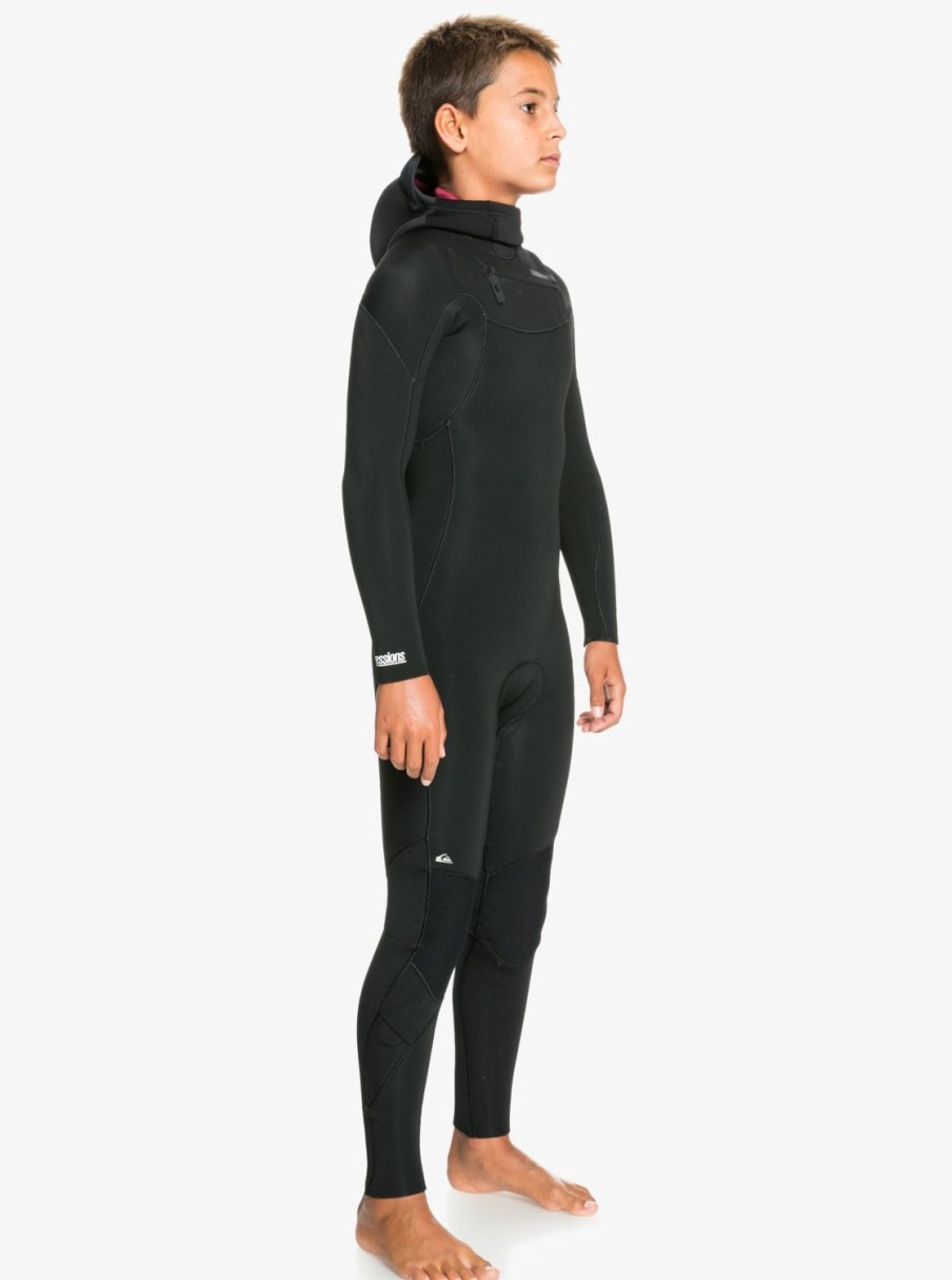 Nino Quiksilver Trajes De Surf | 4/3Mm Everyday Sessions - Traje De Surf Con Cremallera En El Pecho Y Capucha Para Chicos Black