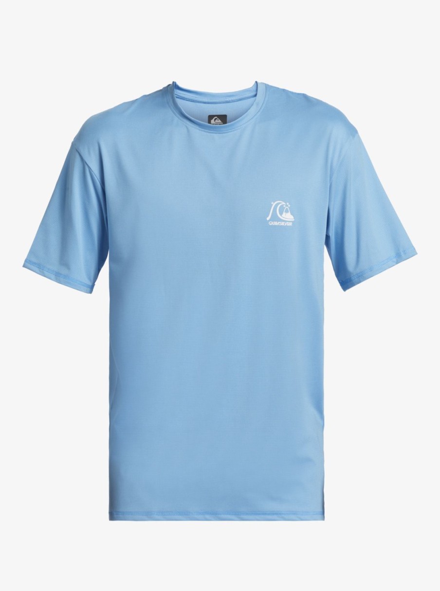 Hombre Quiksilver Lycras | Heritage Heather - Camiseta Surf De Manga Corta Upf 50 Para Hombre Azure Blue