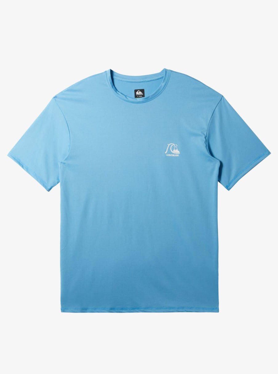 Hombre Quiksilver Lycras | Heritage Heather - Camiseta Surf De Manga Corta Upf 50 Para Hombre Azure Blue