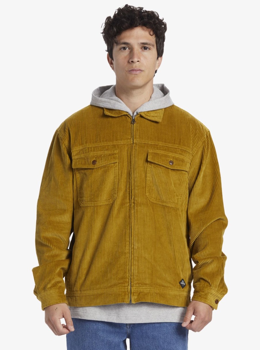 Hombre Quiksilver Chaquetas & Abrigos | Kinfauns - Chaqueta De Pana Para Hombre Ecru Olive