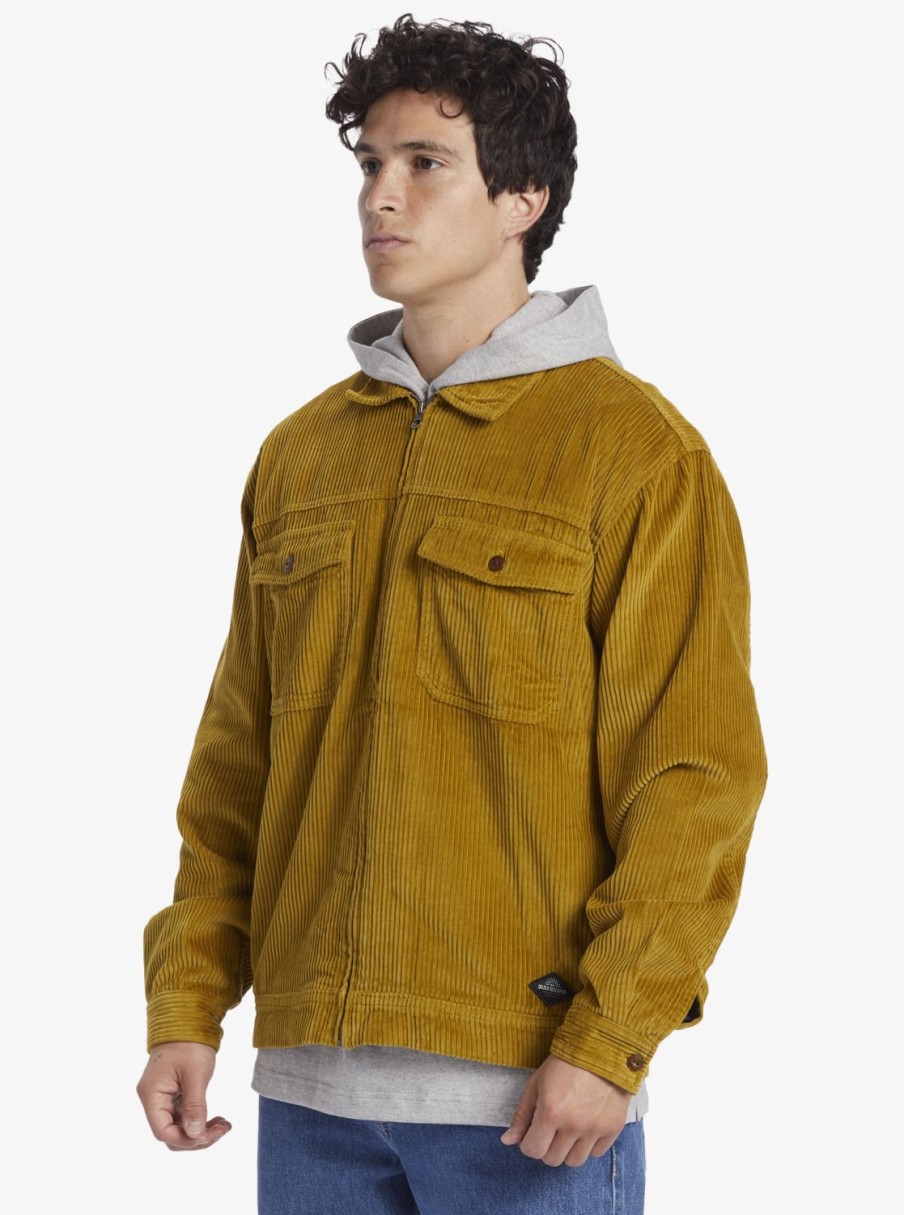 Hombre Quiksilver Chaquetas & Abrigos | Kinfauns - Chaqueta De Pana Para Hombre Ecru Olive