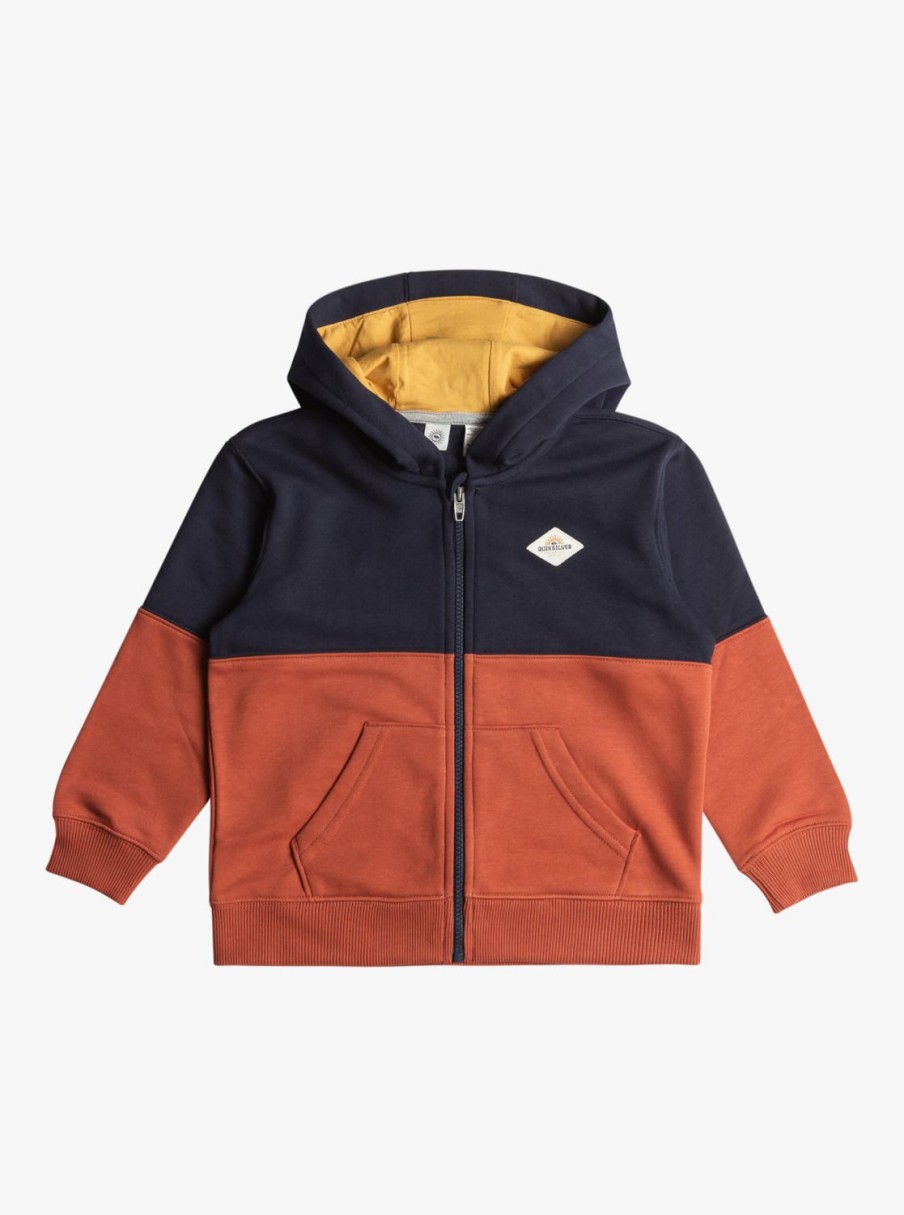 Nino Quiksilver Sudaderas | Welcome To School - Sudadera Con Capucha Y Cremallera Para Chicos 8-16 Baked Clay