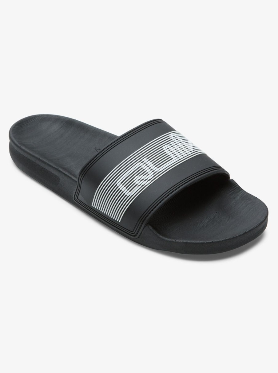 Hombre Quiksilver | Rivi Wordmark Slide - Chanclas Slider Para Hombre Black 3