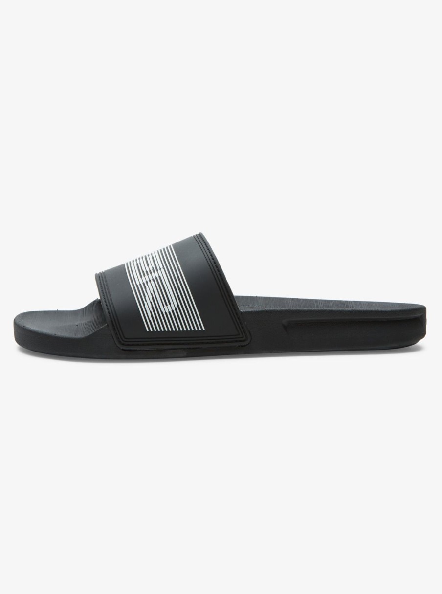 Hombre Quiksilver | Rivi Wordmark Slide - Chanclas Slider Para Hombre Black 3