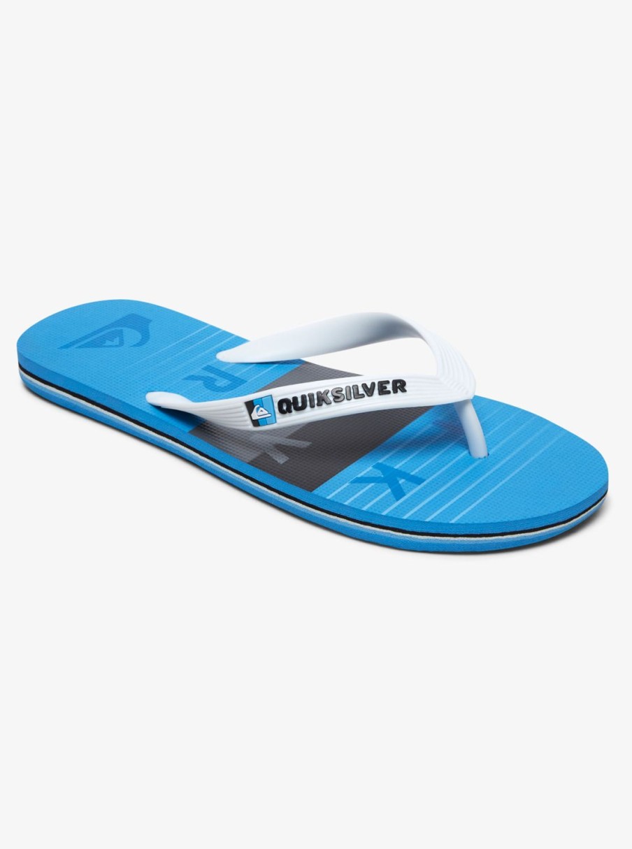 Hombre Quiksilver | Molokai Word Block - Chanclas Para Hombre White/Grey/Blue