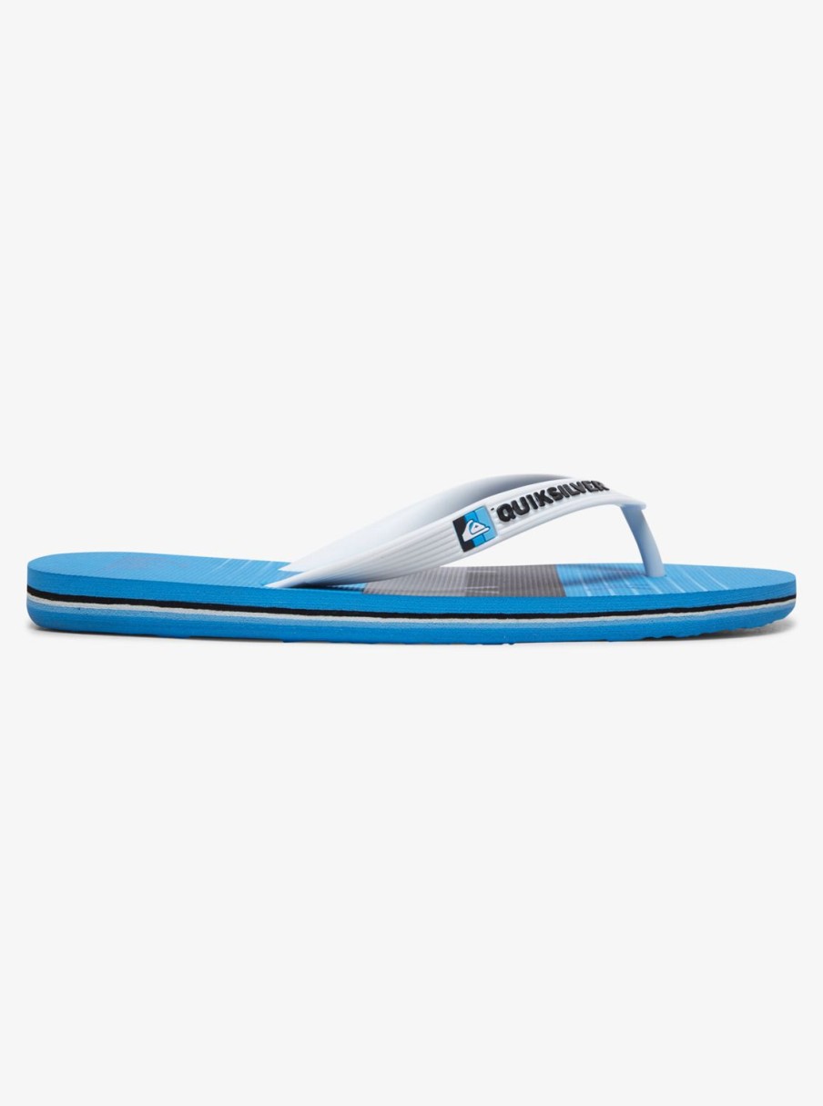 Hombre Quiksilver | Molokai Word Block - Chanclas Para Hombre White/Grey/Blue