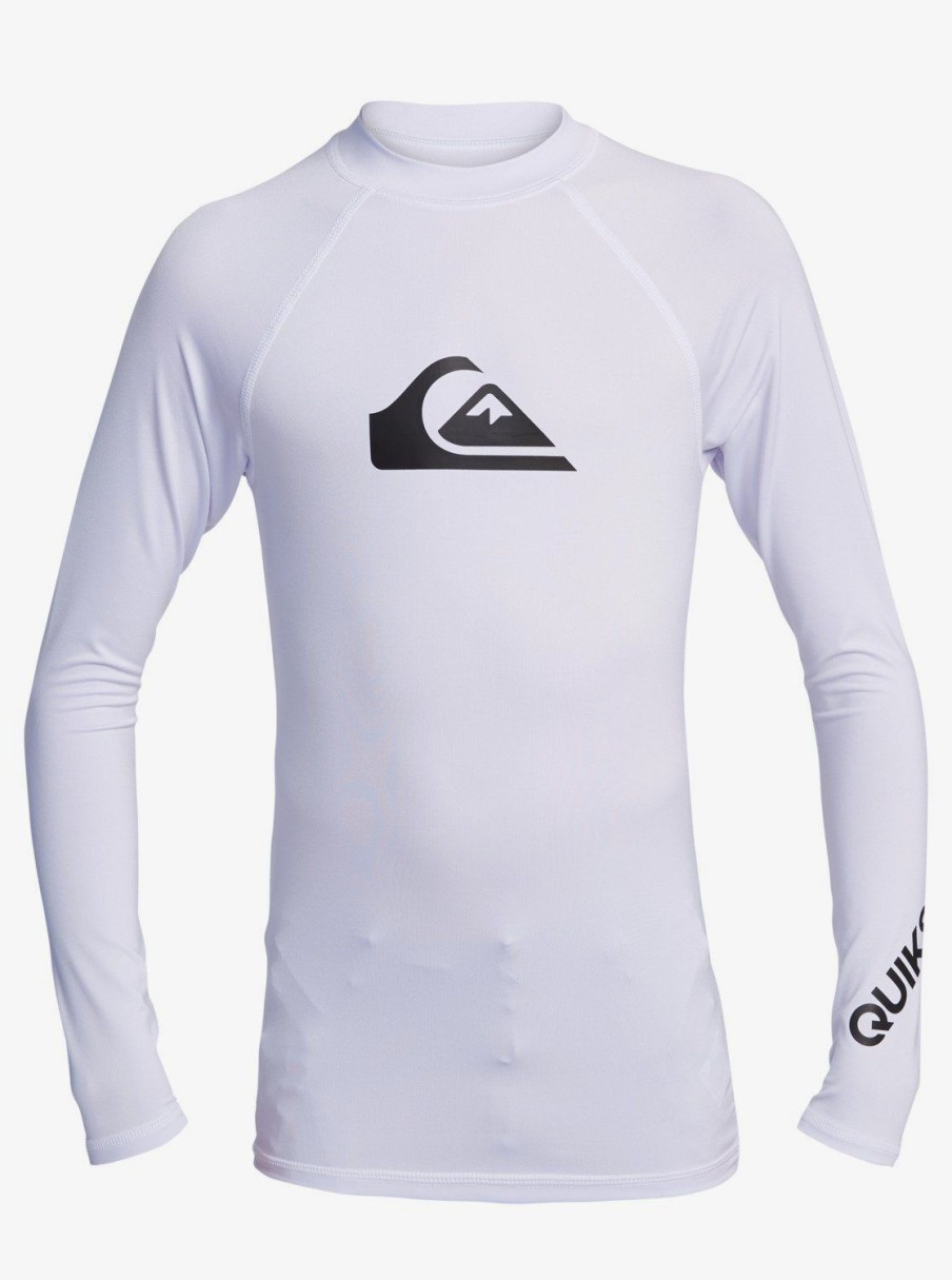 Nino Quiksilver Lycras | All Time - Licra De Manga Larga Con Proteccion Solar Upf 50 Para Chicos 8-16 White