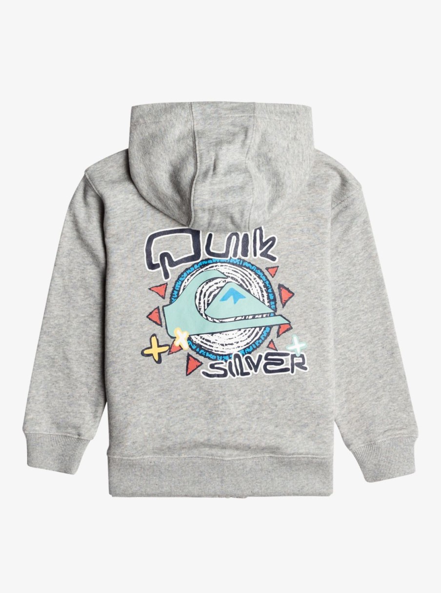 Nino Quiksilver Sudaderas | Vintage Rising Lines - Sudadera Con Capucha Y Cremallera Para Chicos 2-7 Light Grey Heather