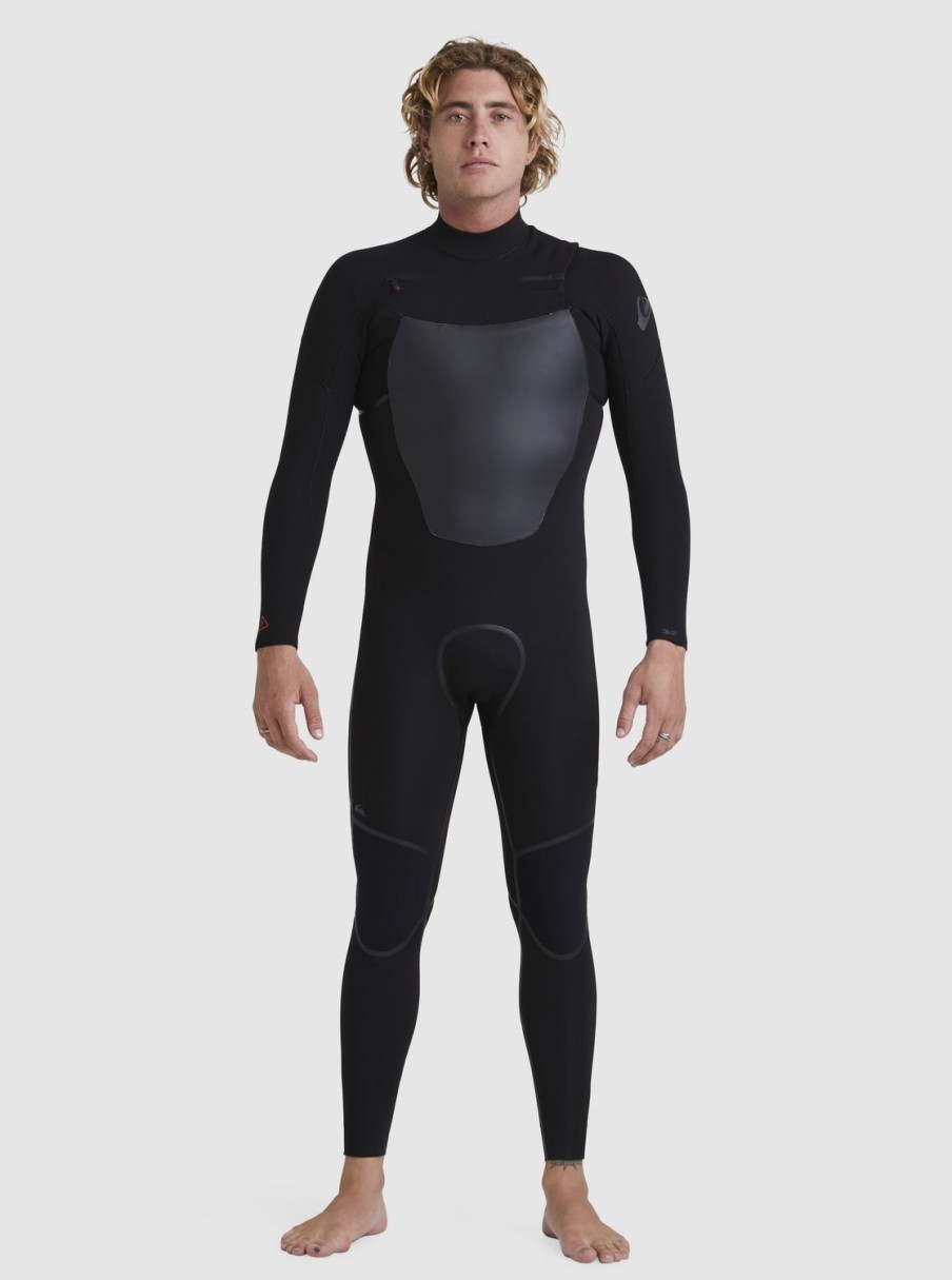 Hombre Quiksilver Trajes De Surf | 3/2Mm Marathon Sessions - Traje De Surf Con Cremallera En El Pecho Para Hombre Black