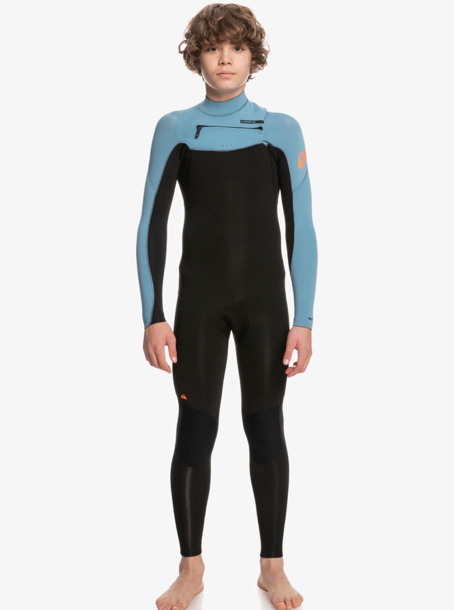 Nino Quiksilver Trajes De Surf | 4/3Mm Everyday Sessions - Traje De Surf Con Cremallera En El Pecho Para Chicos Black/Provincial Blue