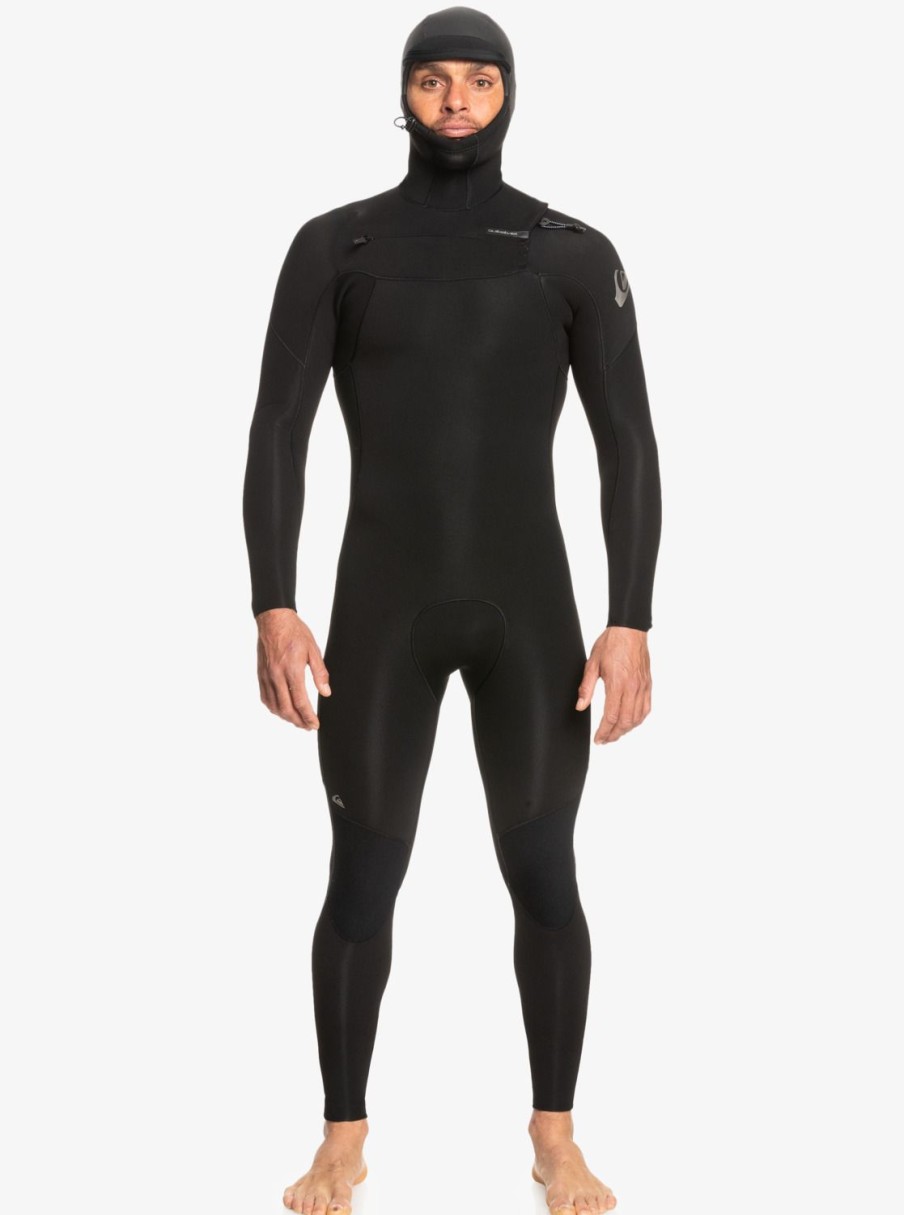 Hombre Quiksilver Trajes De Surf | 5/4/3Mm Everyday Sessions - Traje De Surf Con Cremallera En El Pecho Y Capucha Para Hombre Black