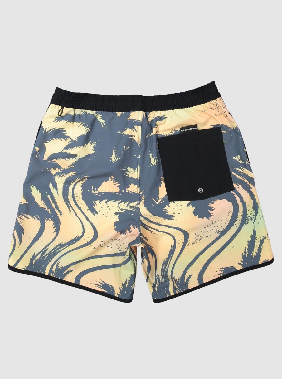 Hombre Quiksilver Trajes De Bano | Surfsilk Scallop Volley 17" - Short De Natacion Para Hombre Black