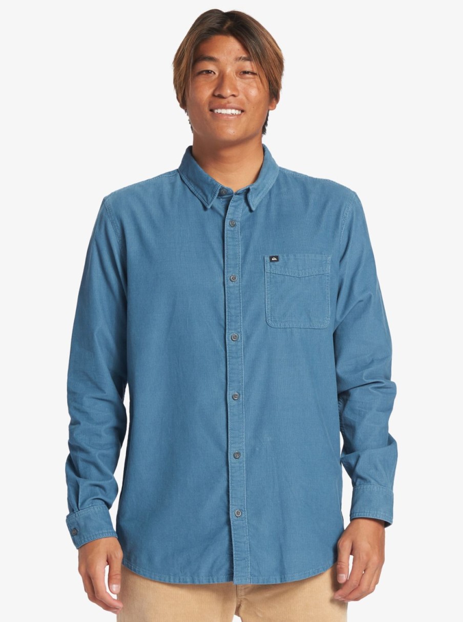 Hombre Quiksilver Camisas | Smoke Trail - Camisa De Manga Larga Para Hombre Aegean Blue