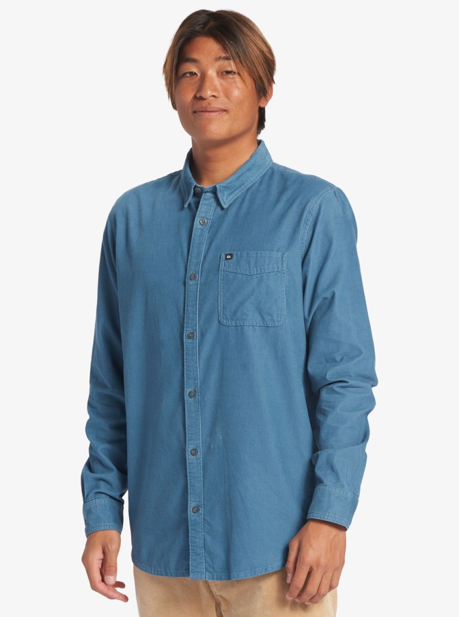 Hombre Quiksilver Camisas | Smoke Trail - Camisa De Manga Larga Para Hombre Aegean Blue