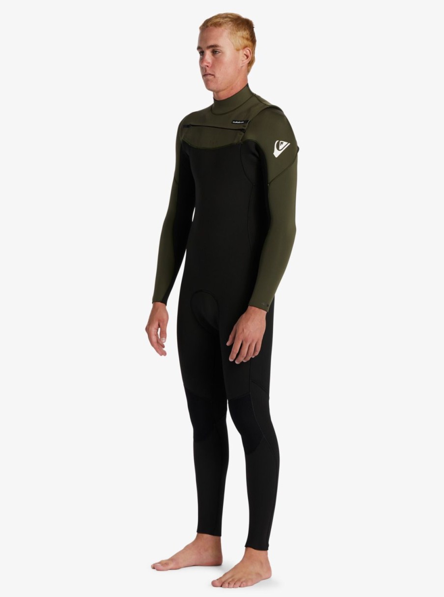 Hombre Quiksilver Trajes De Surf | 4/3Mm Everyday Sessions - Traje De Surf Con Cremallera En El Pecho Para Hombre Black/Thyme