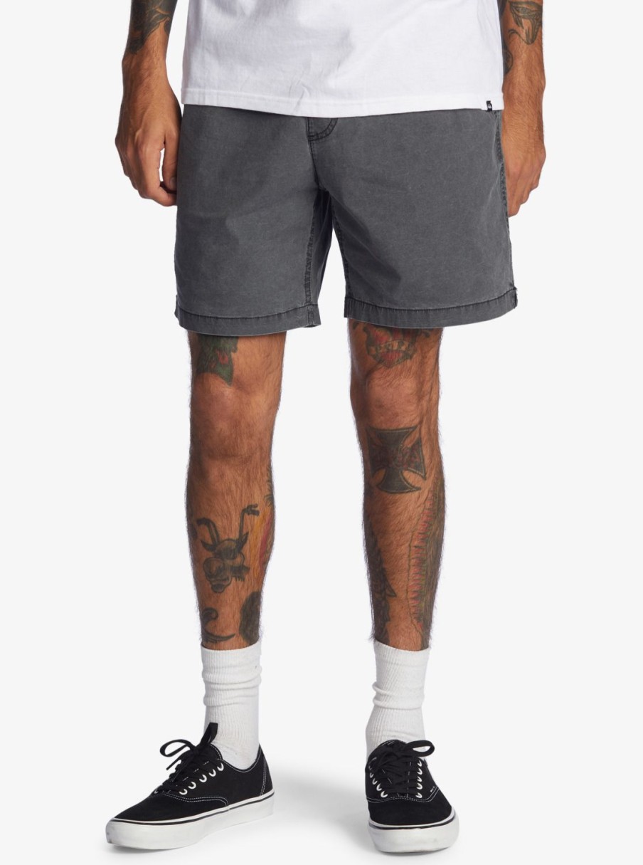 Hombre Quiksilver Pantalones Cortos | Taxer 17" - Short Elastico Para Hombre Black