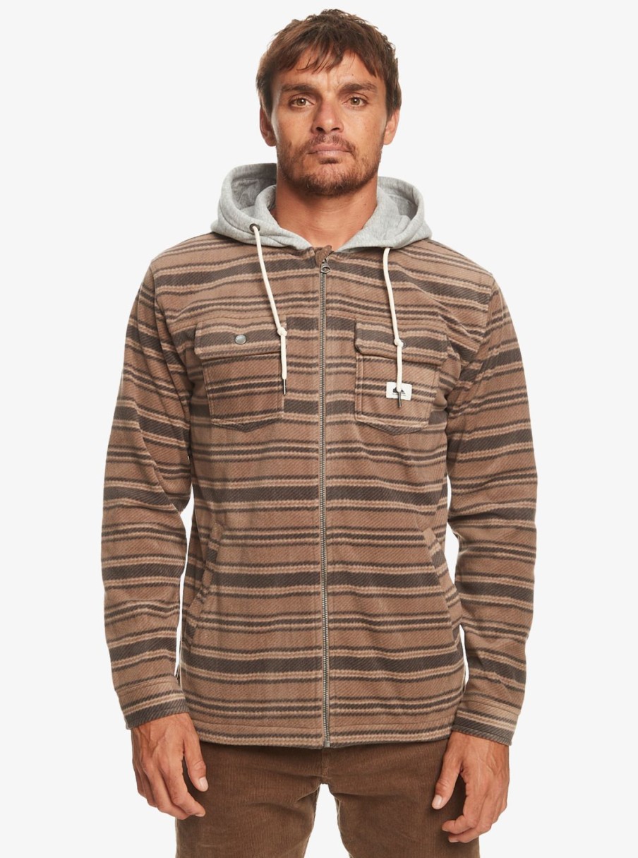 Hombre Quiksilver Sudaderas & Jerseis | Super Swell - Sudadera Con Capucha Y Cremallera Para Hombre Major Brown Super Swell Plaid