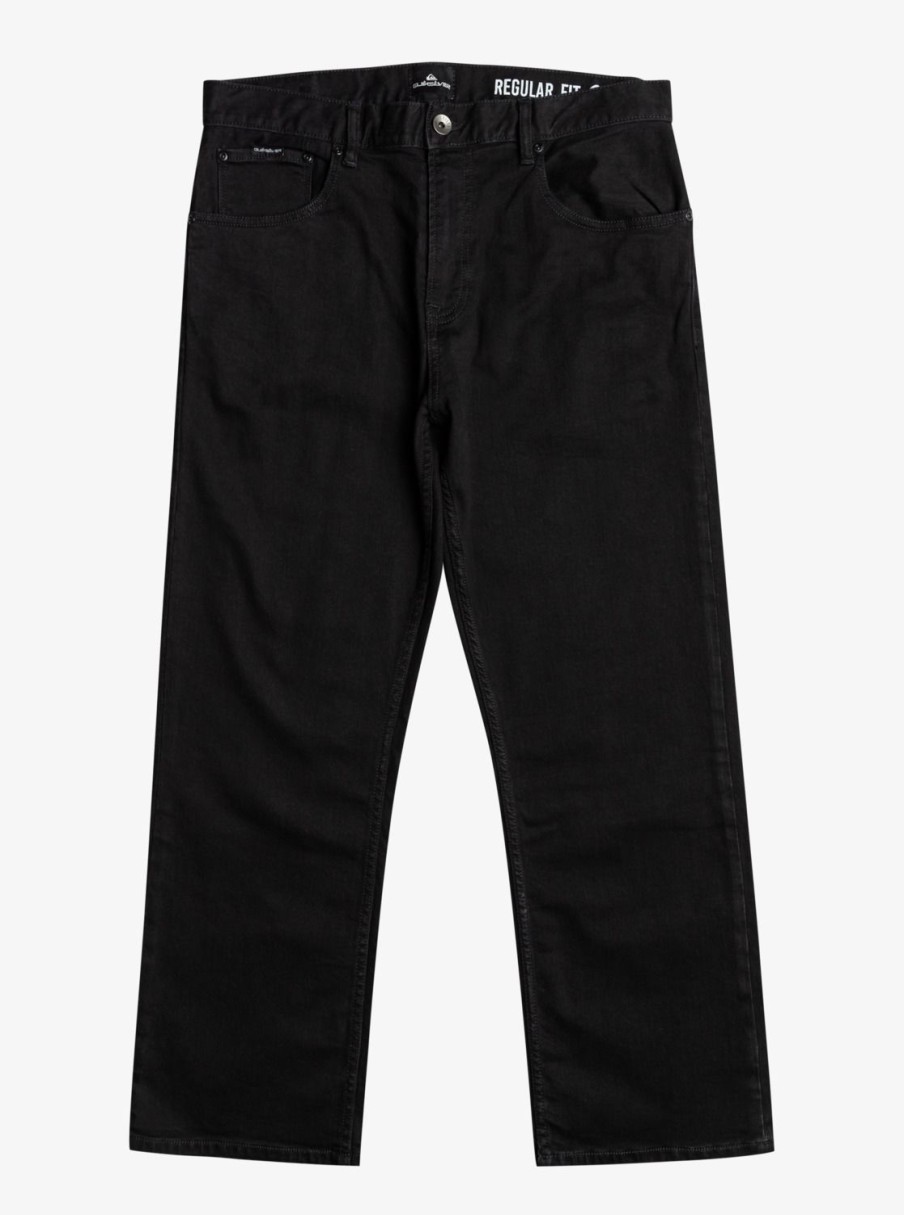 Hombre Quiksilver Pantalones | Aqua Cult Ankle Vaquero Para Hombre Washed Black