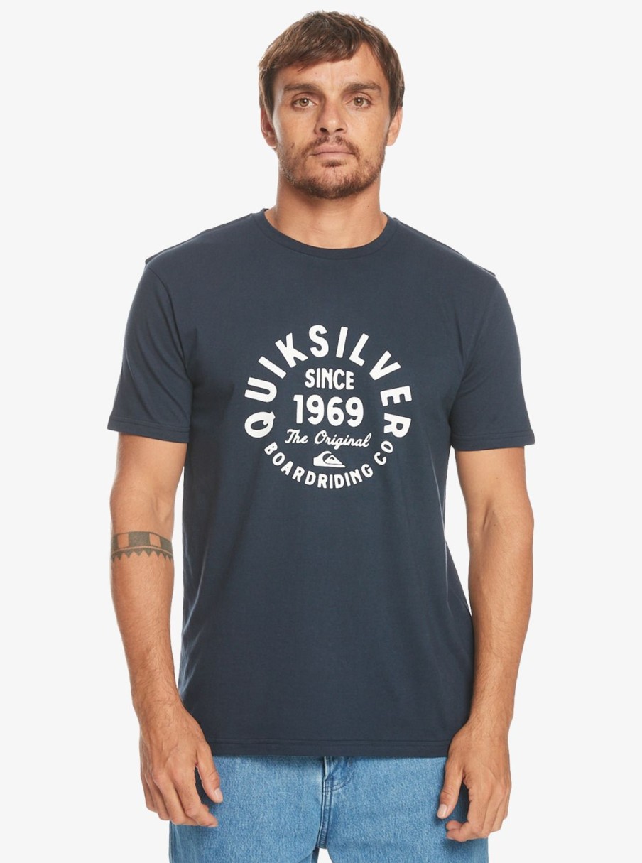 Hombre Quiksilver Camisetas & Polos | Circled Script - Camiseta Para Hombre Navy Blazer